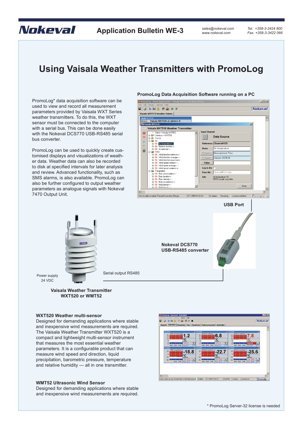 PromoLog and Vaisala WXT Weather Transmitters - Nokeval