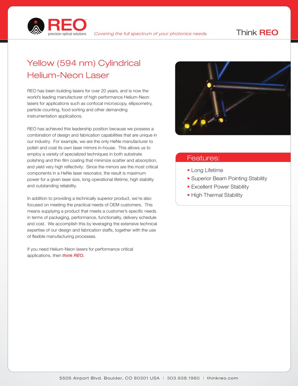 594nm Yellow Helium-N&eacute;on Lasers - Research Electro-Optics