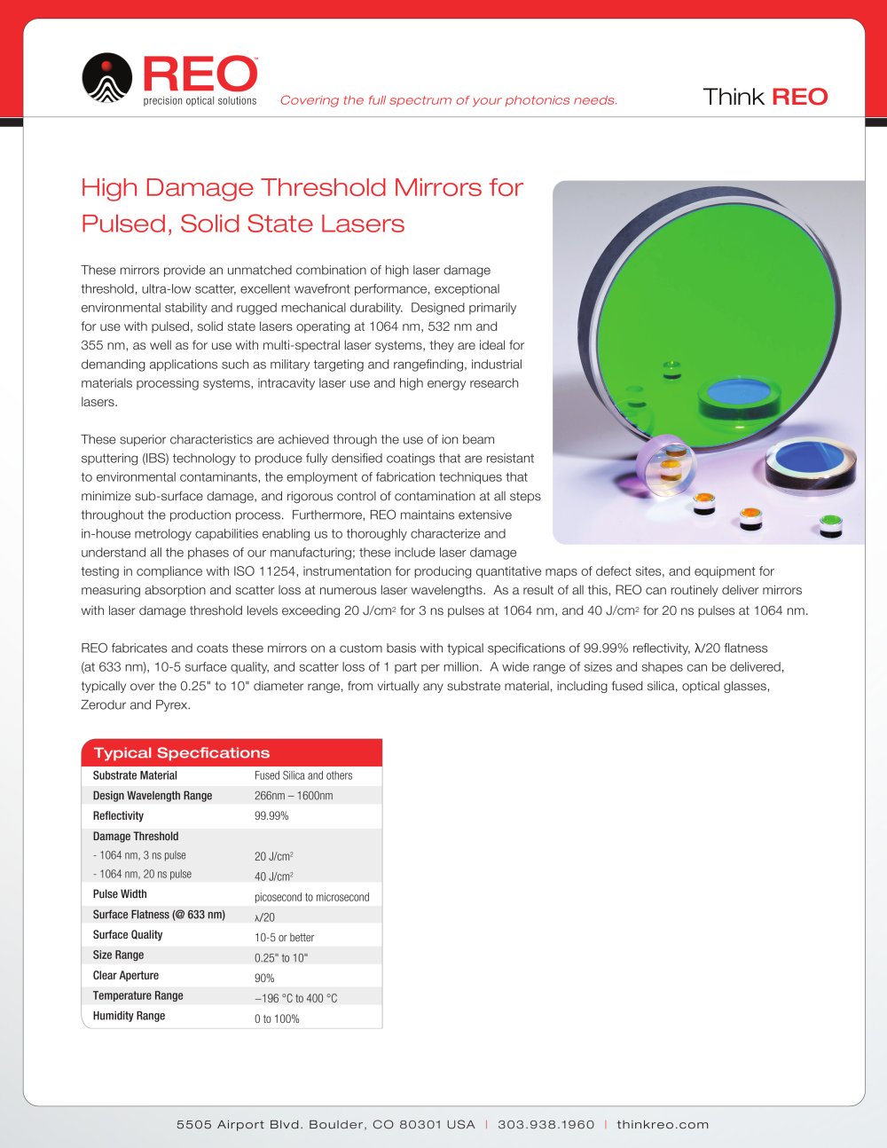 High Laser Damage Threshold Mirrors - Research Electro-Optics