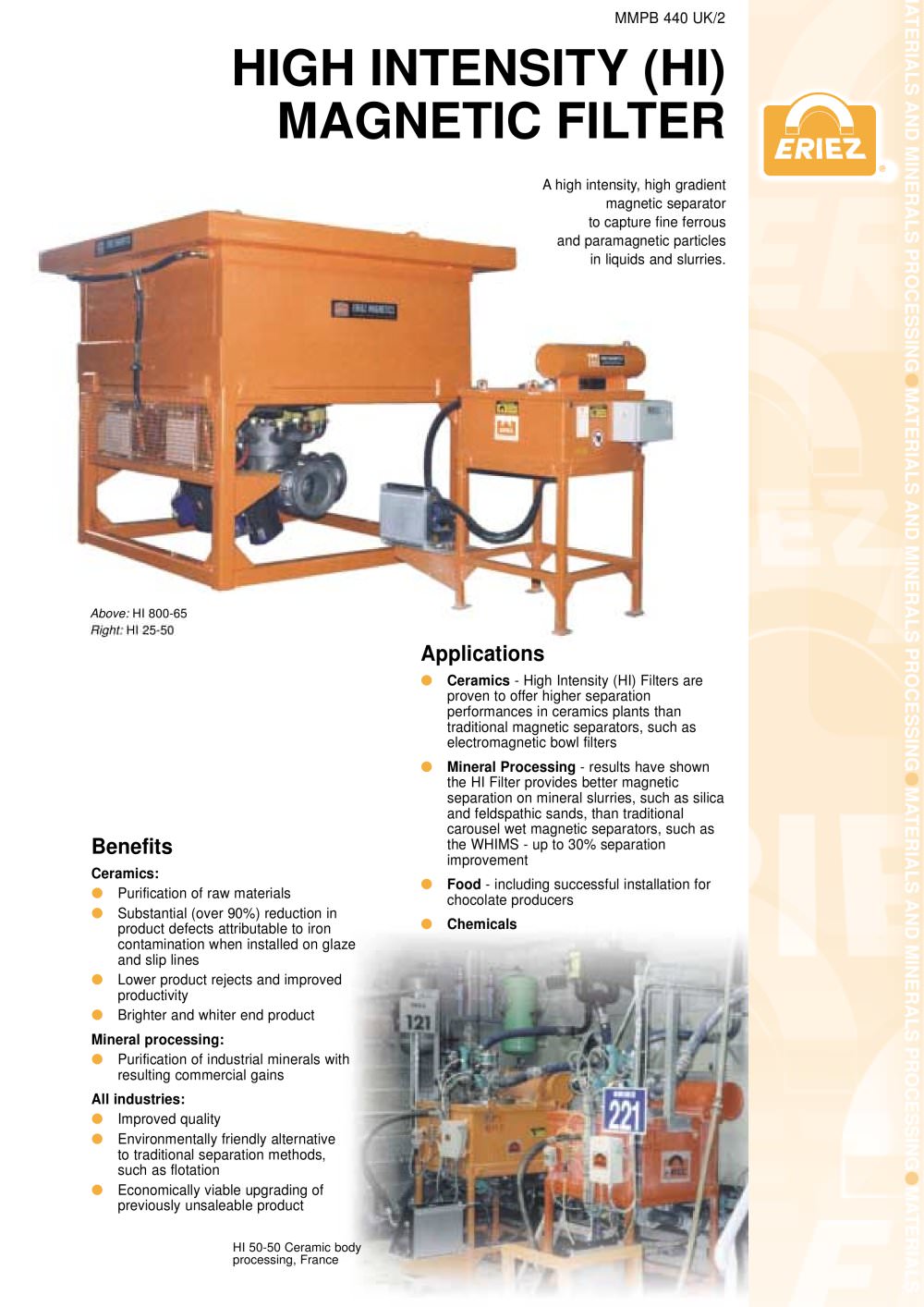 HIGH INTENSITY (HI) MAGNETIC FILTER - ERIEZ