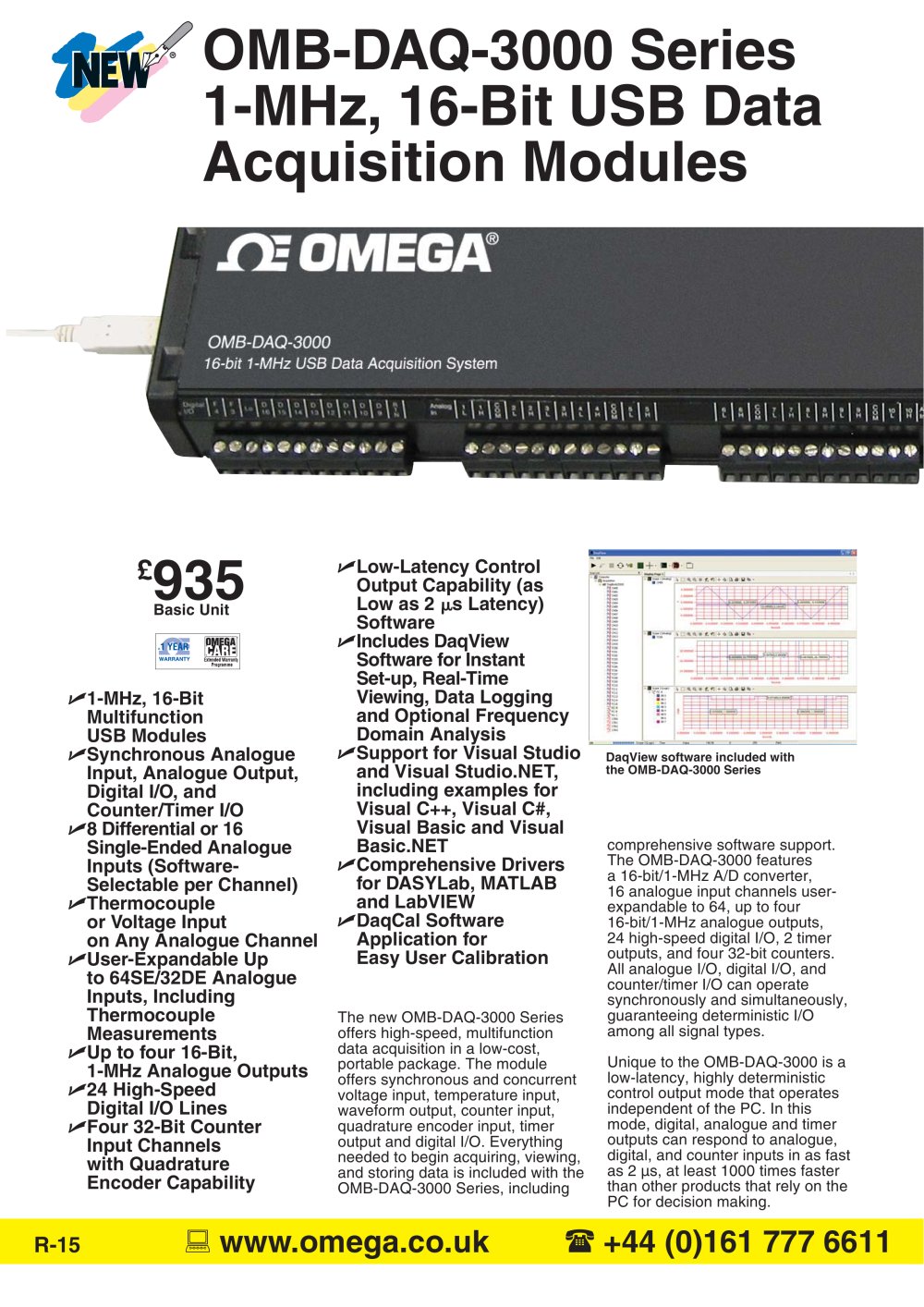 1-MHz, 16-Bit USB Data Acquistion Modules  OMB-DAQ-3000, OMB-DAQ-3001 and OMB-DAQ-3005 - OMEGA