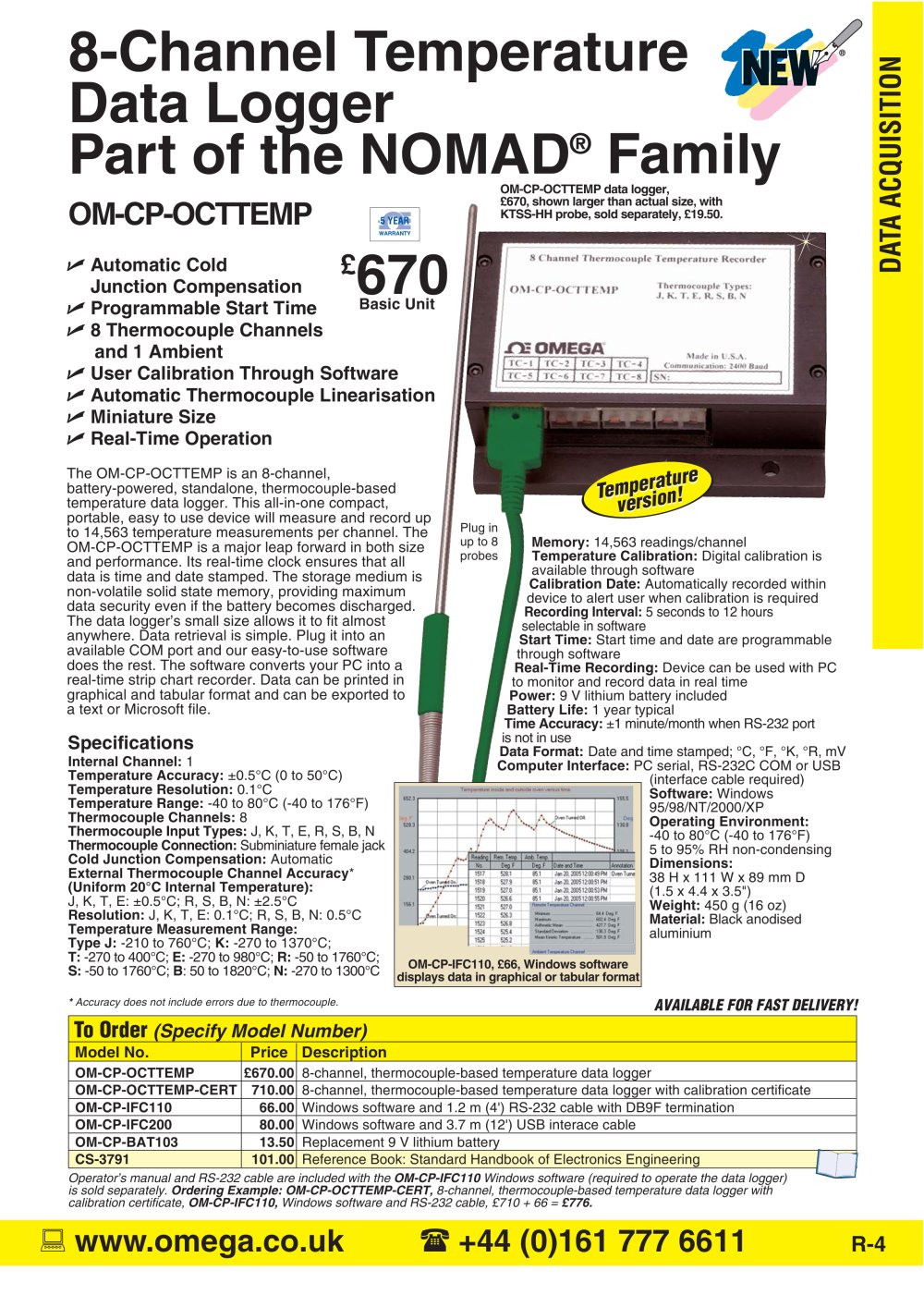 8 Channel Thermocouple Datalogger - OMEGA