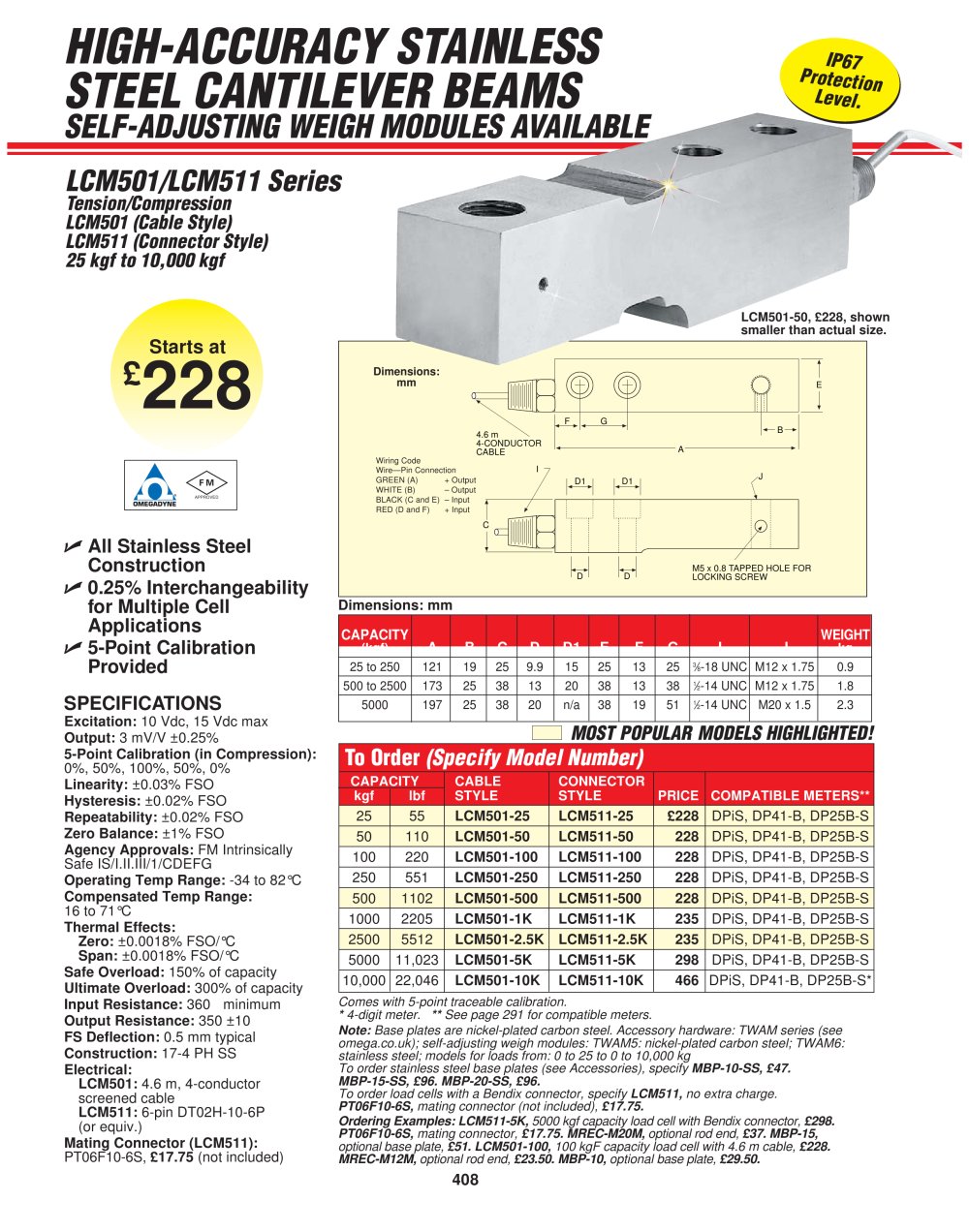 beam load cells   LCM501 and LCM511 Series - OMEGA