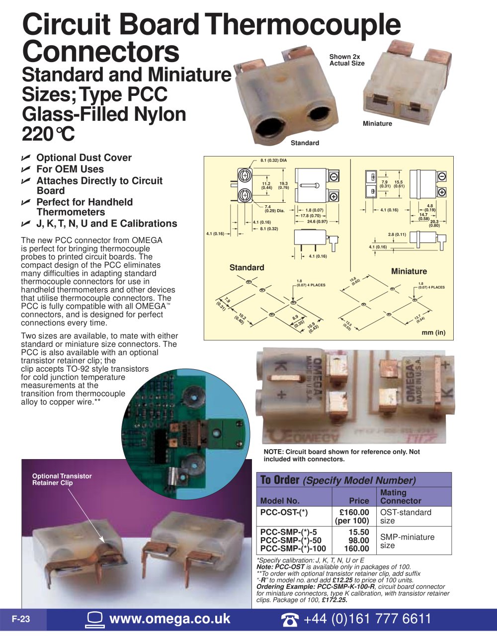 Circuit Board Thermocouple Connectors  PCC-OST-(*) and PCC-SMP-(*) - OMEGA