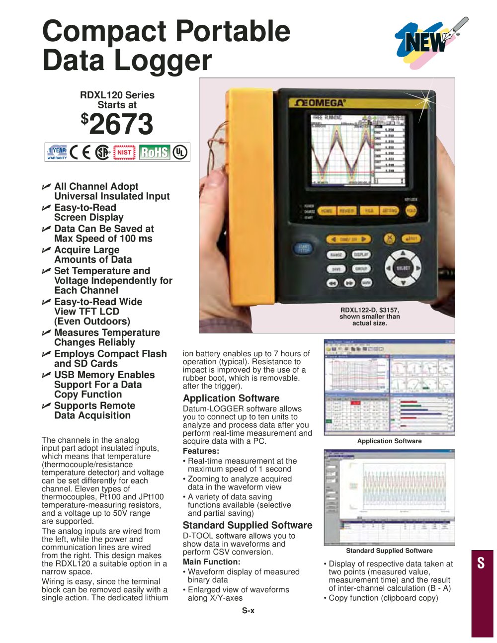 Compact Portable Data Logger  RDXL120 Series - OMEGA