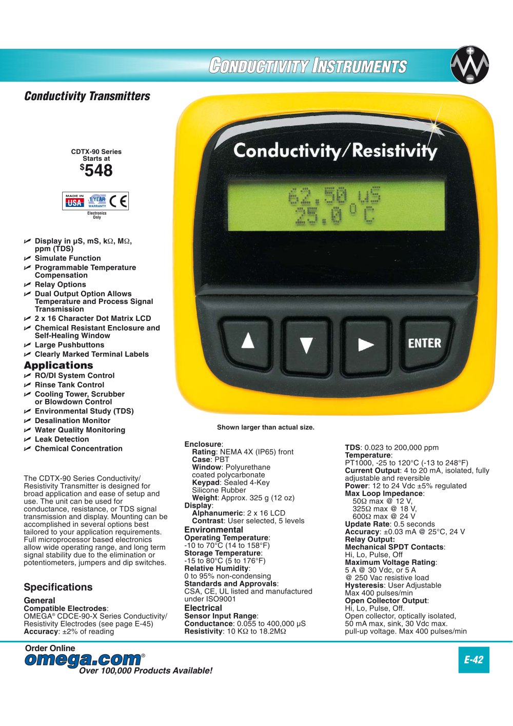 Conductivity Transmitters  CDTX-90 Series - OMEGA