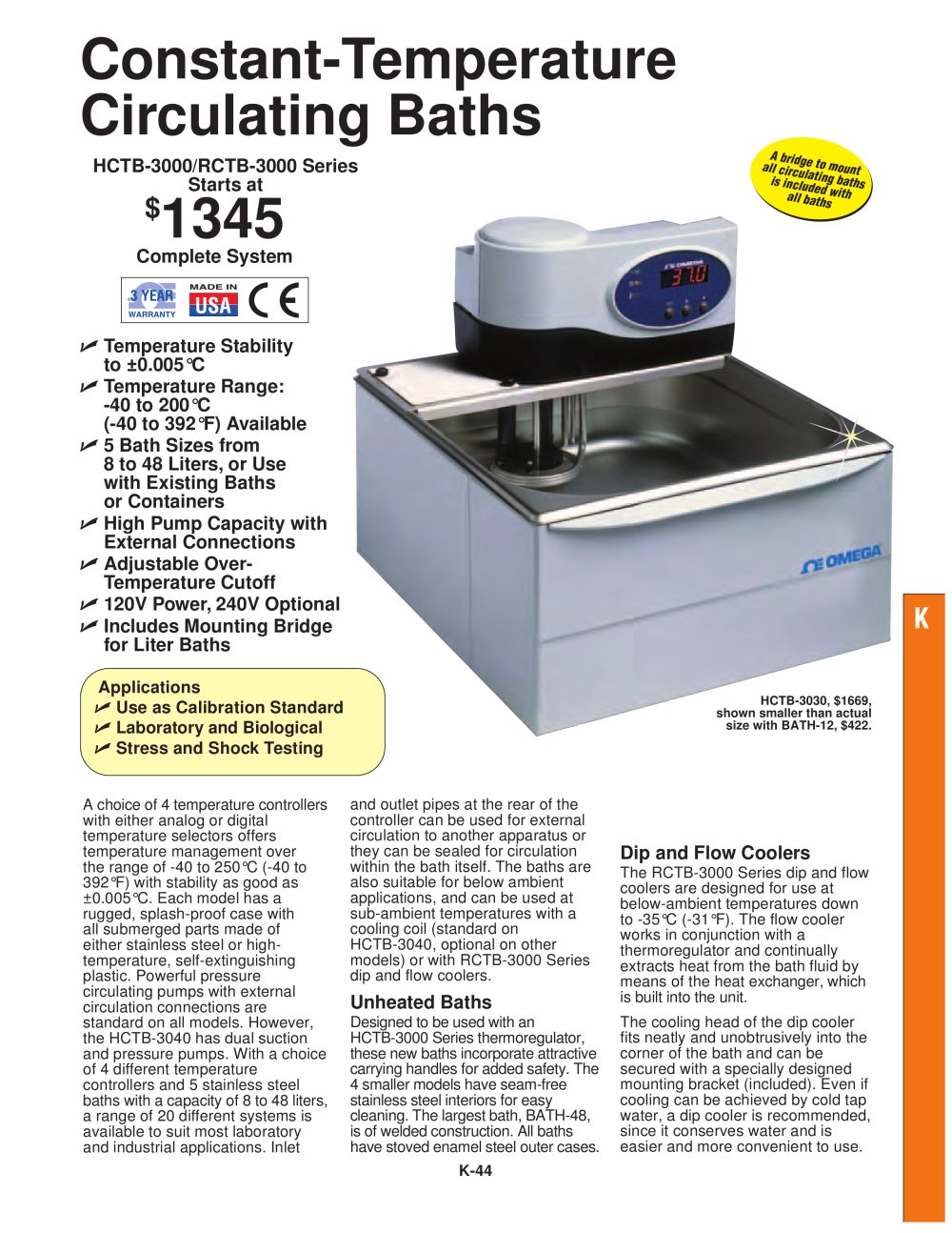 Constant Temperature Liquid Circulating Baths  HCTB-3000 and RCTB-3000 Series - OMEGA