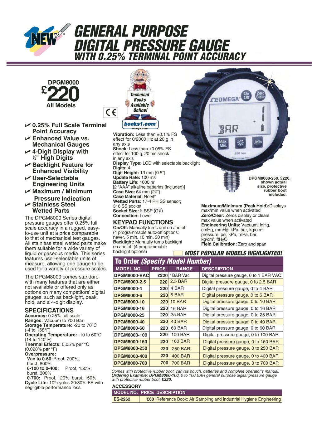Digital Pressure Gauge DPG8000 and DPGM8000 Series - OMEGA
