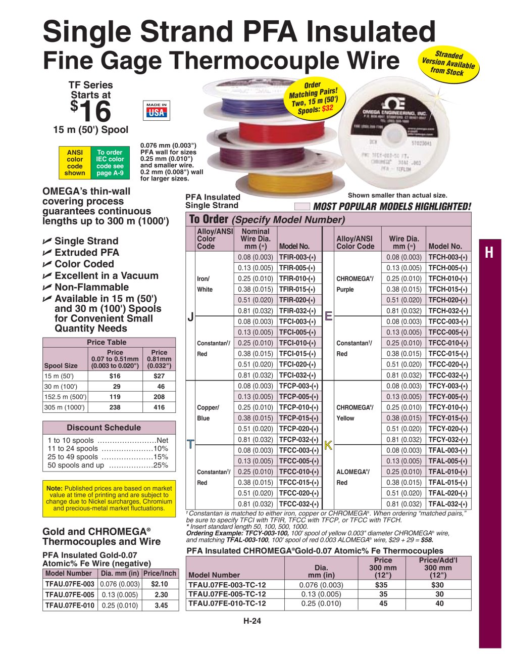 Fine Gauge, Single Strand, Insulated Thermocouple Wire - OMEGA