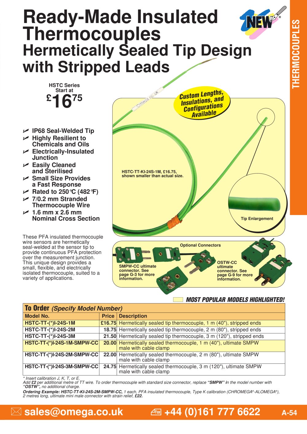 Hermetically Sealed Thermocouple HSTC Series - OMEGA