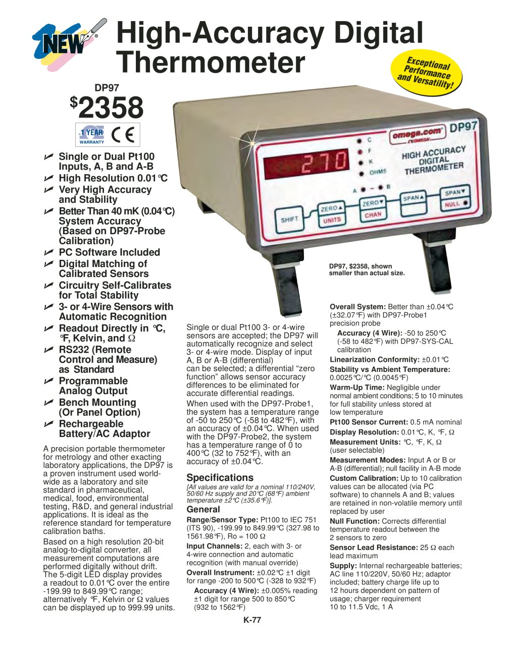 High Accuracy Digital Thermometers DP97 - OMEGA