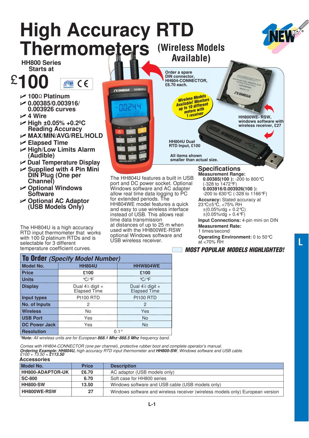 High Accuracy RTD Input Thermometers HH804 - OMEGA