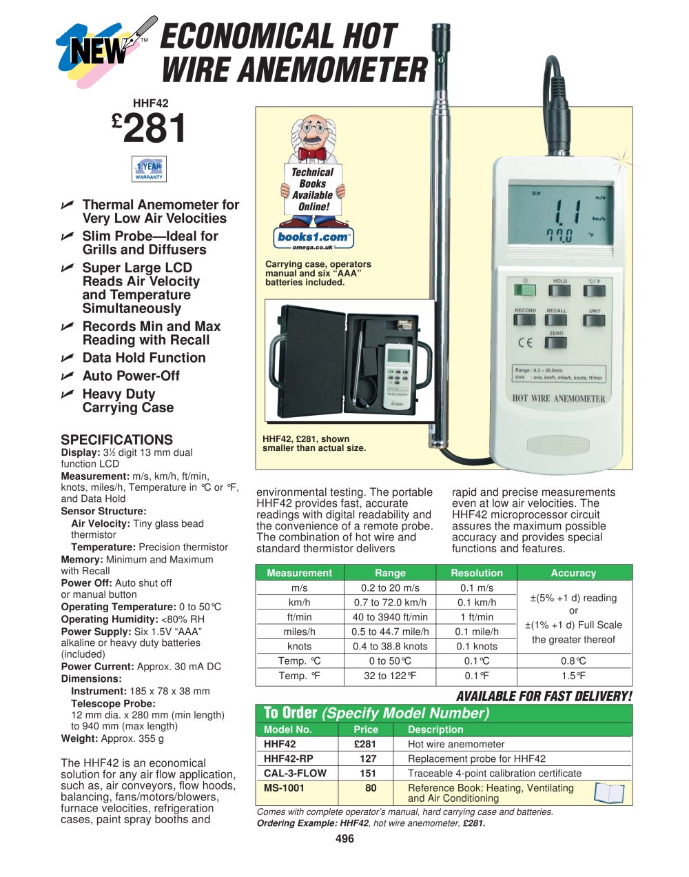 Hot Wire Anemometer   HHF42 - OMEGA