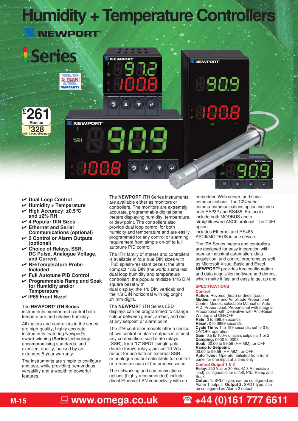 Humidity & Temperature Controllers  CNiTH and DPiTH Series - OMEGA