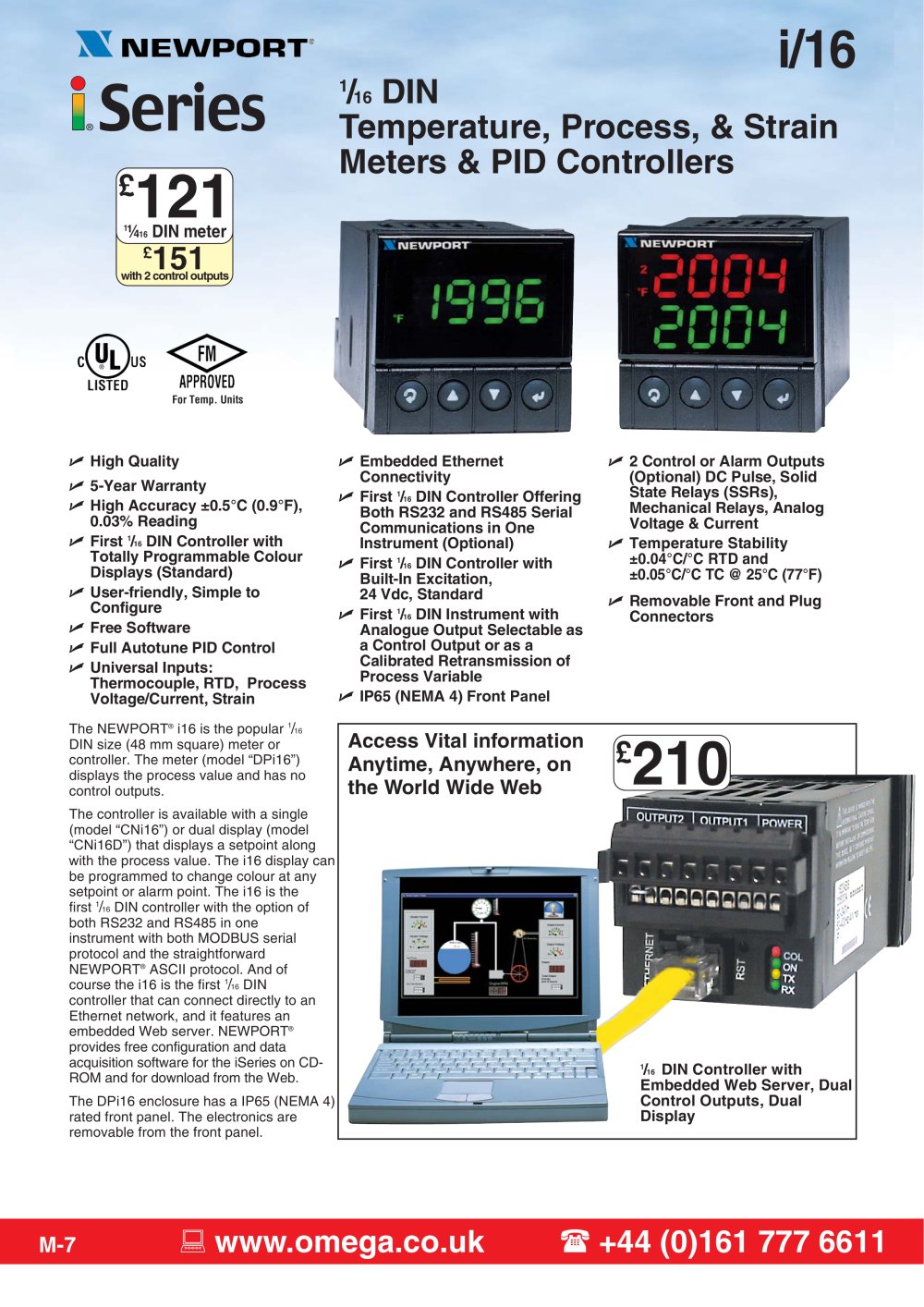 i-Series 1/16 DIN Temperature/Process Panel Meters - OMEGA