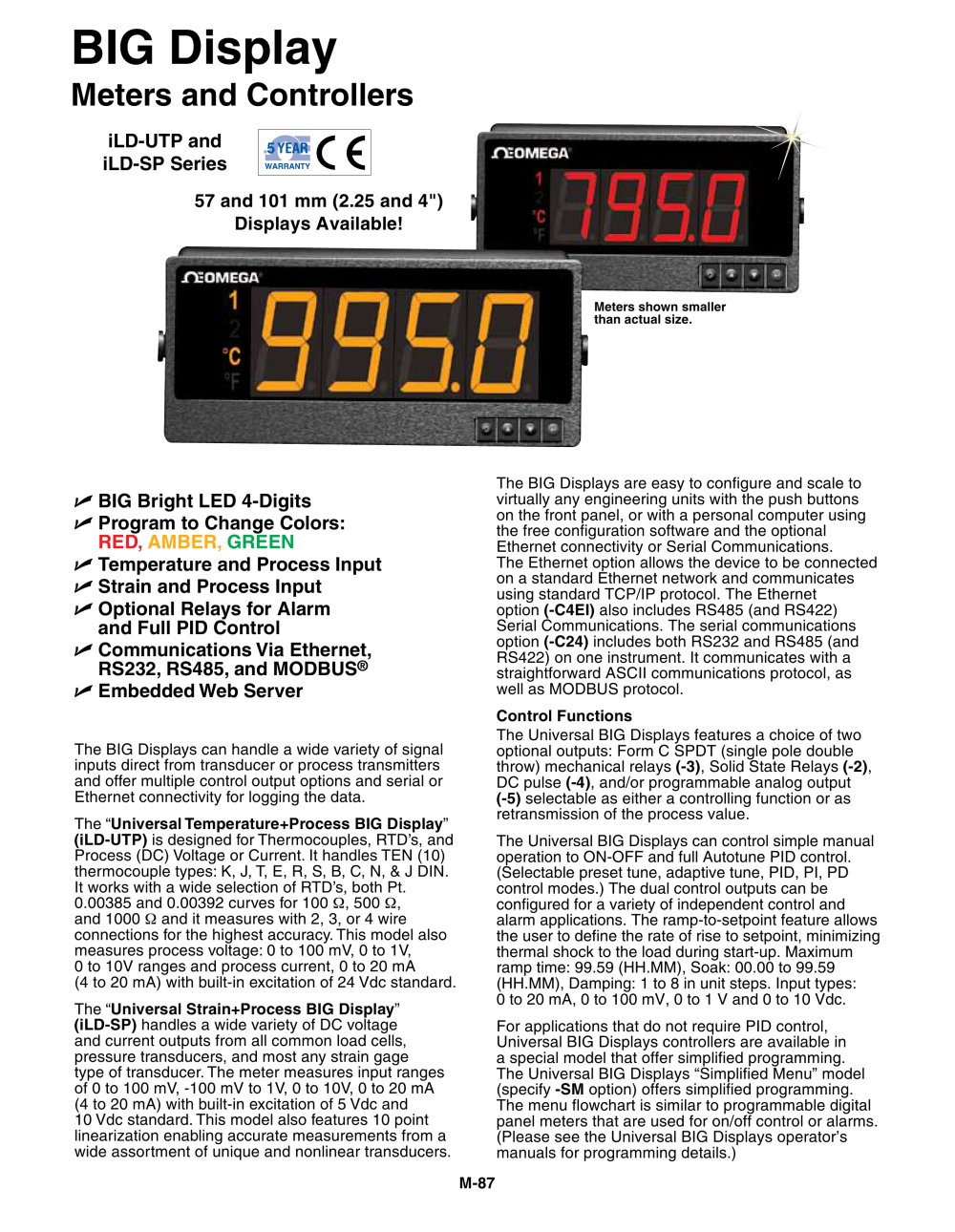 iLD Series BIG Display Meters & Controllers  iLD Series - OMEGA