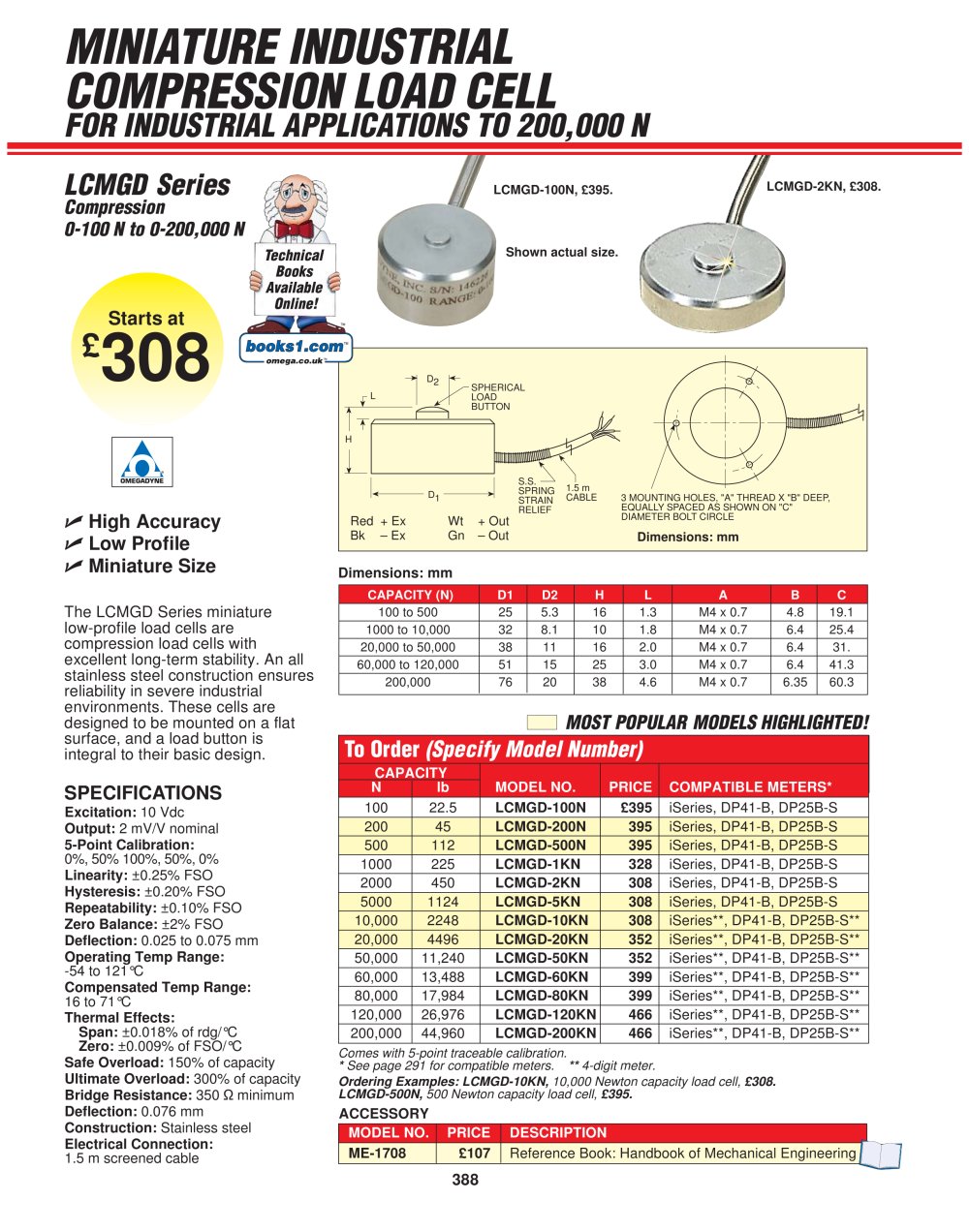 Miniature Button Style Compression Load Cell - OMEGA