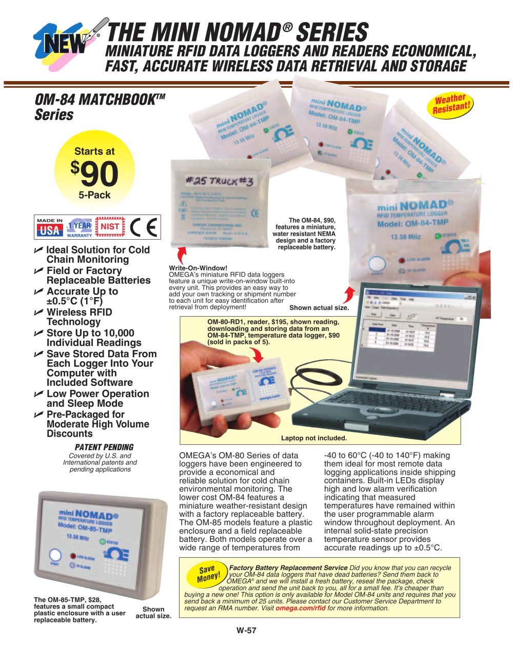 Miniature RFID Data Loggers and Readers OM-80 Series - OMEGA