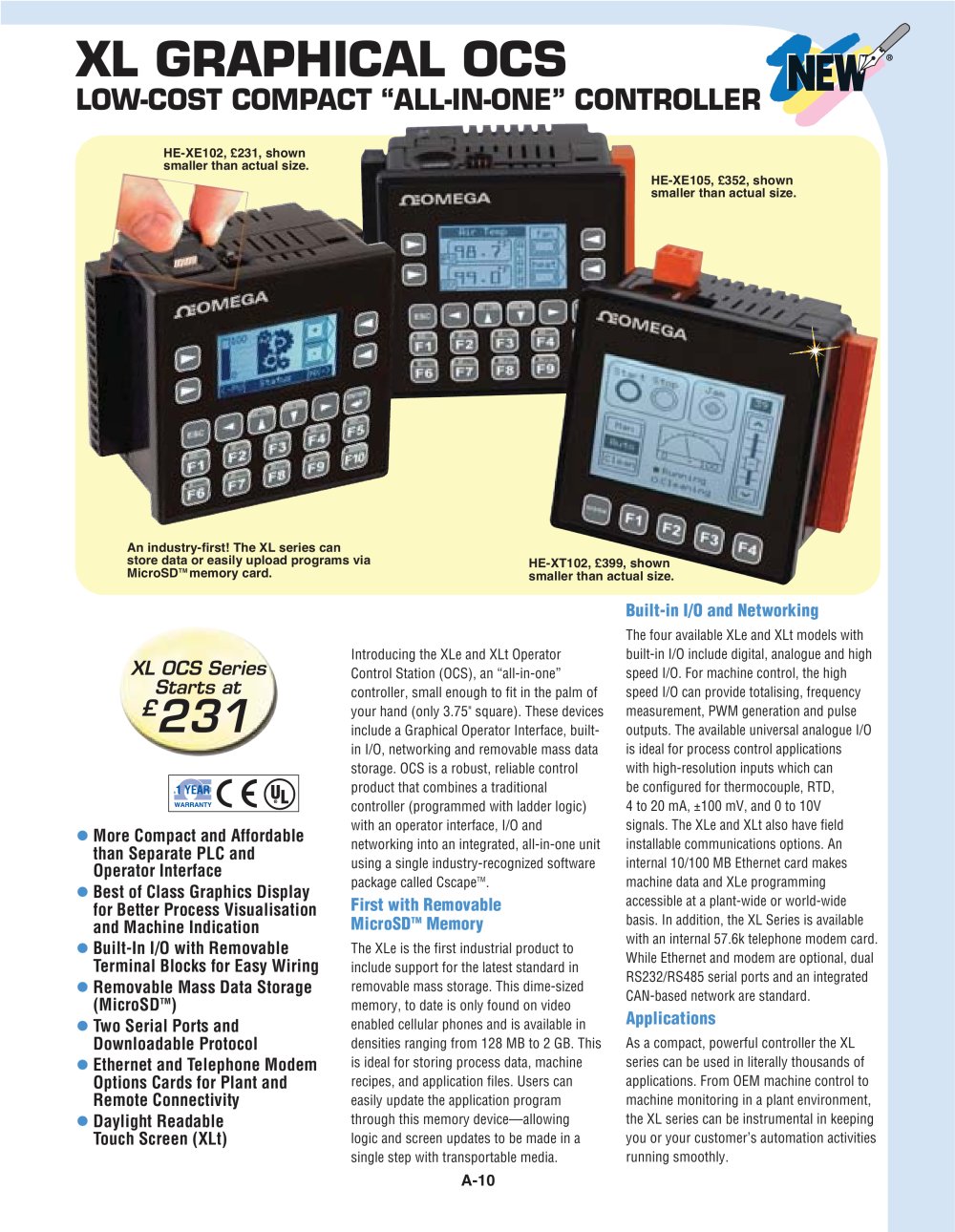 OCSXL Series - PLC with integral HMI - OMEGA