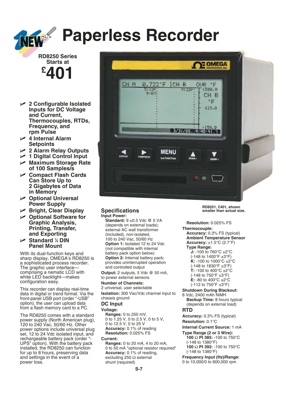 Paperless Recorder  RD8250 Series - OMEGA