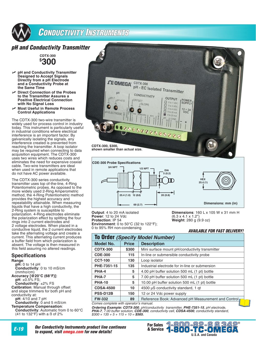 pH and Conductivity Transmitter CDTX-300 - OMEGA
