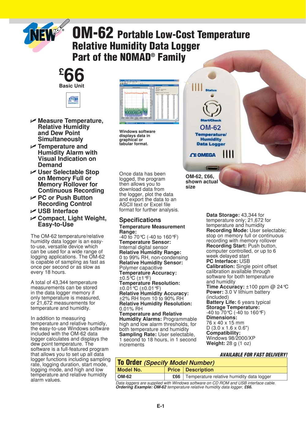 Portable Low-Cost Temperature Relative Humidity Data Logger - OMEGA