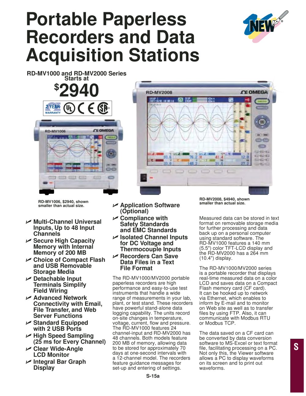 Portable Paperless Recorders and Data Acquisition Stations RD-MV1000 and RD-MV2000 Series - OMEGA