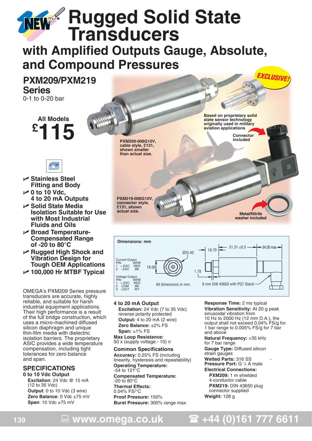 Pressure Transmitters   PXM209 and PXM219 Series - OMEGA
