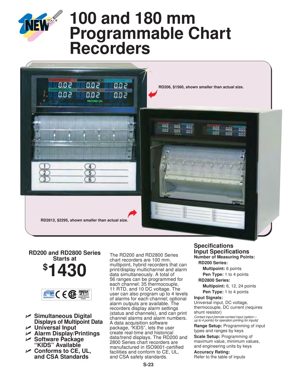 Programmable Chart Recorders   RD200 and RD2800 Series - OMEGA