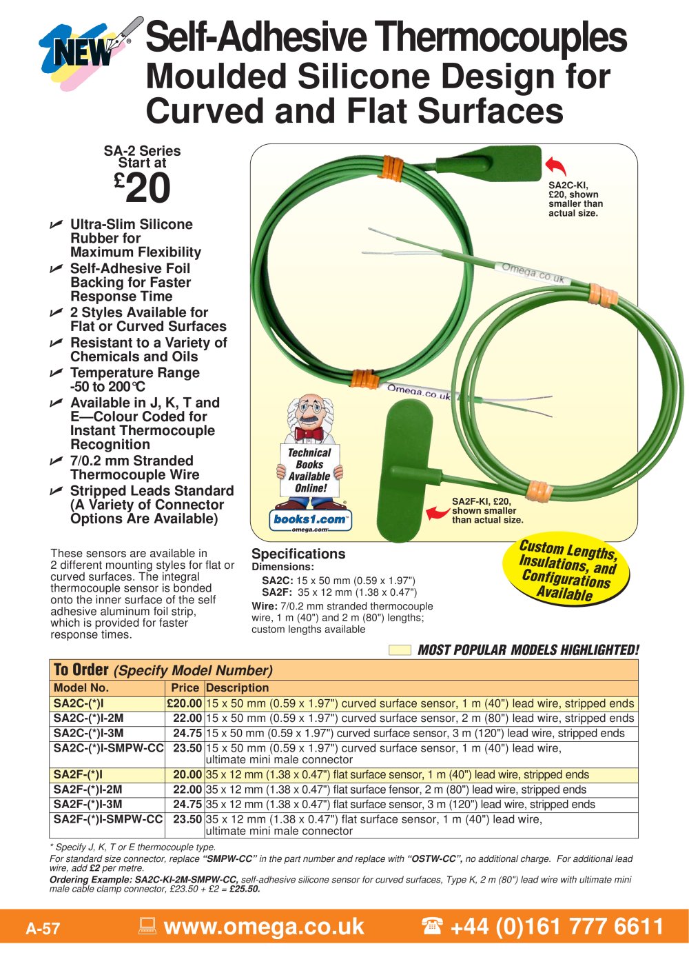 Self-Adhesive Silicone Patch Thermocouples SA2 Series - OMEGA