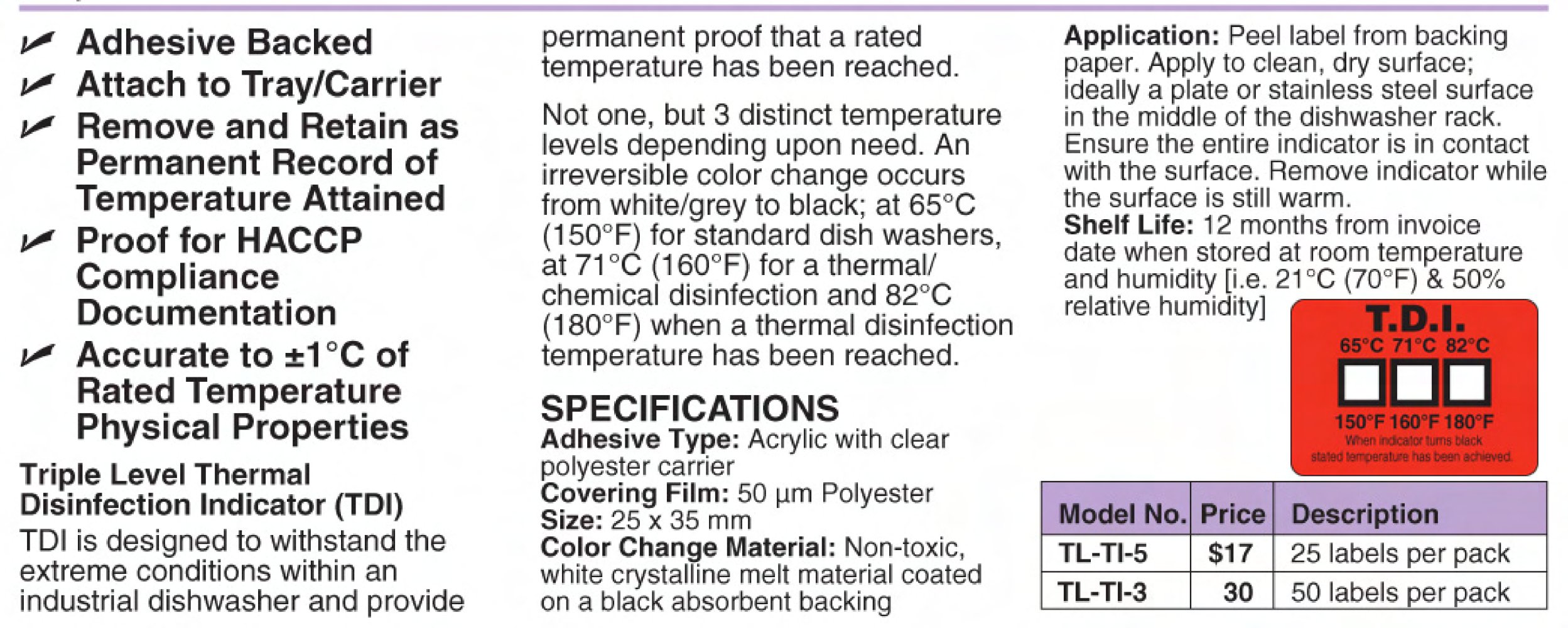 TL-TI Non-Reversible Temperature Labels - OMEGA