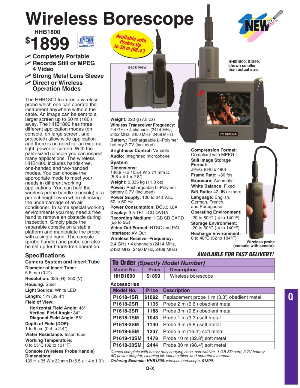 Wireless bore scope HHB1800 - OMEGA