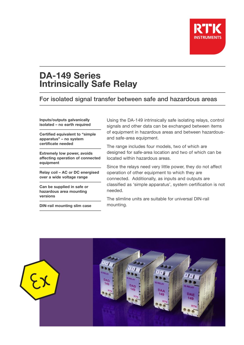DA149 Intrinsically Safe Relays - RTK