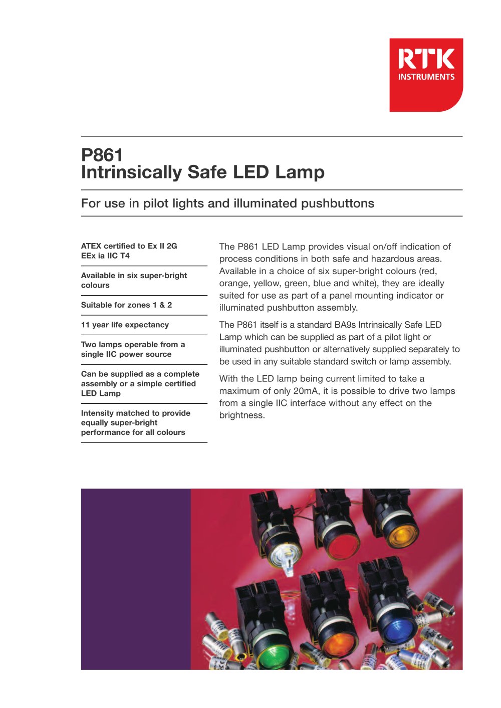 P861 Intrinsically Safe Illuminated Pushbuttons - RTK