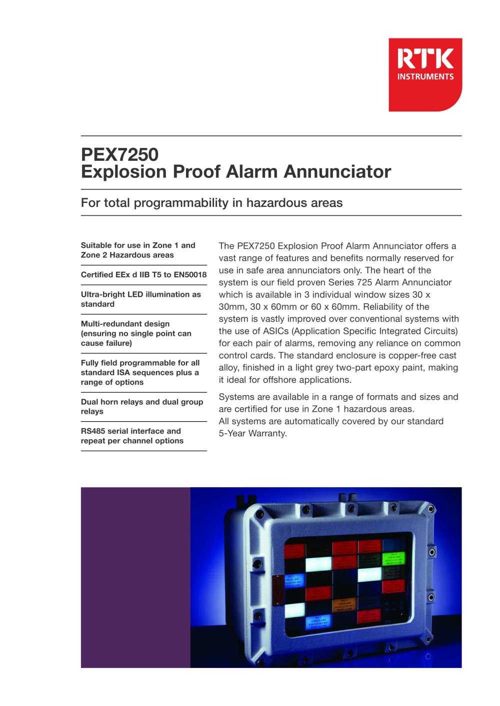 PEX7250 Explosion Proof Alarm Annunciator - RTK