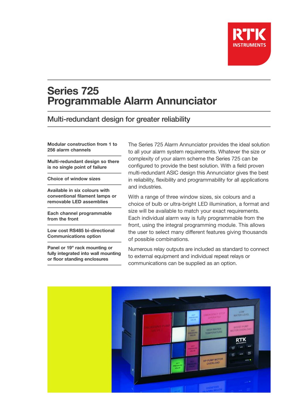 RTK Instruments Series 725 Alarm Annunciator - RTK
