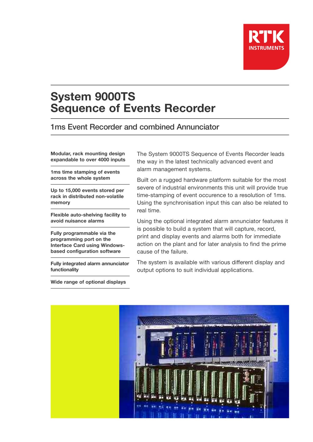 RTK Instruments System 9000TS Sequence of Events Recorder - RTK