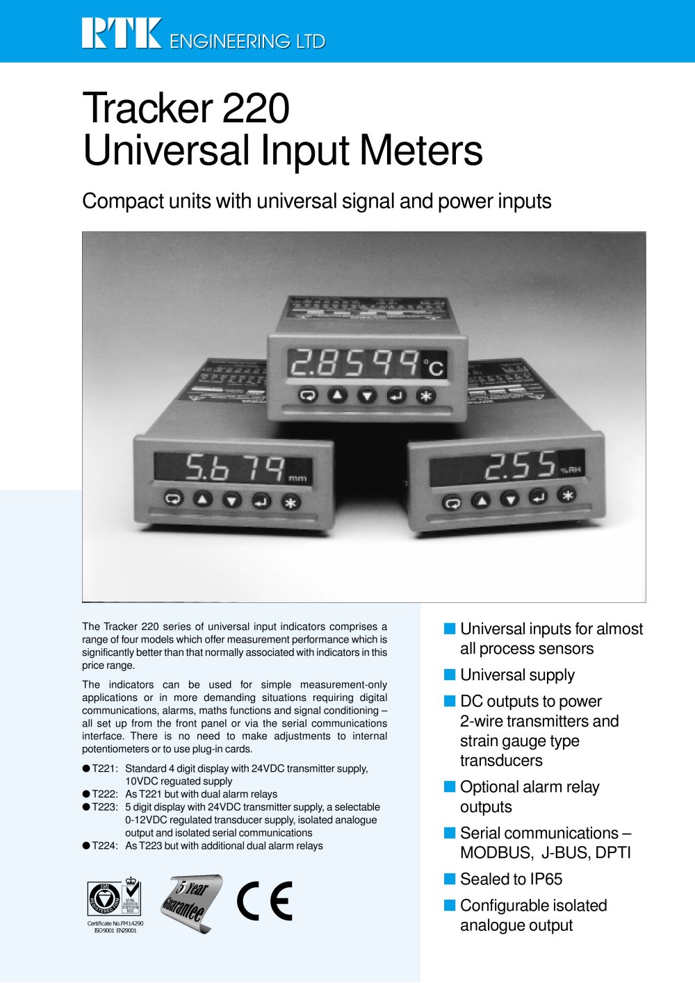 Tracker 220 Universal Input Meters - RTK