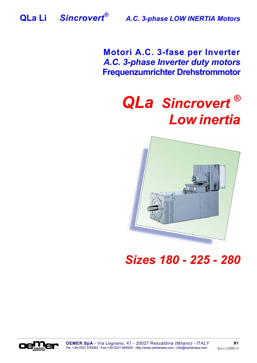 A.C. 3-phase Inverter duty motors QLa Li - OEMER