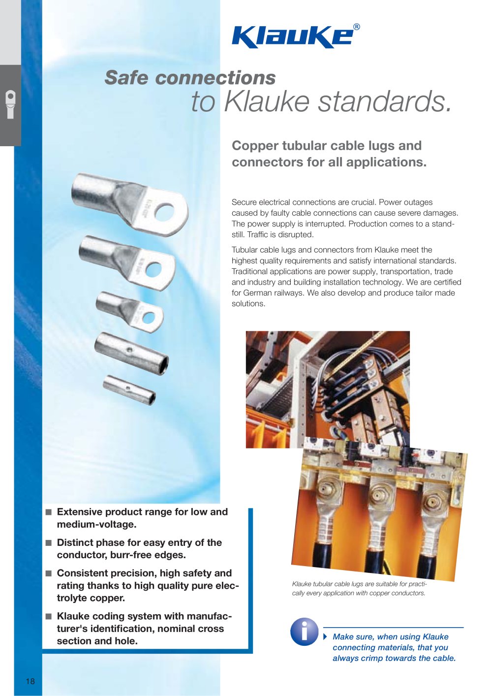 Copper tubular cable lugs and connectors - Cu - Klauke