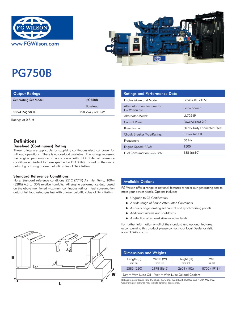 750 kVA Gas generator set - FG WILSON