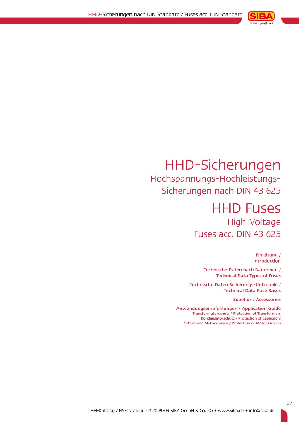 High-voltage fuses according to German standards - SIBA