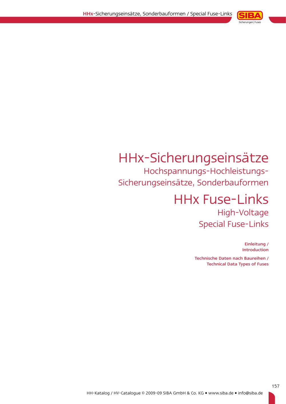 High-voltage fuses Special design (HHx) - SIBA