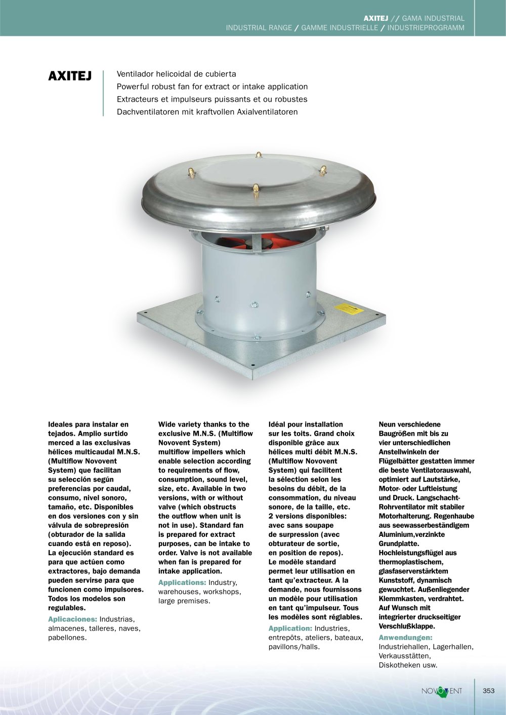 Powerful robust fan for extract or intake application - NOVOVENT
