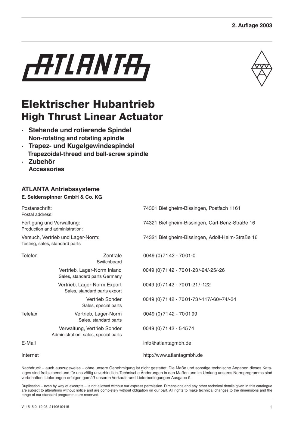 High Thrust Linear Actuator - ATLANTA