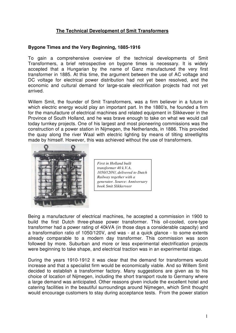 The technical developement of SMIT Transformers - Smit Transformatoren