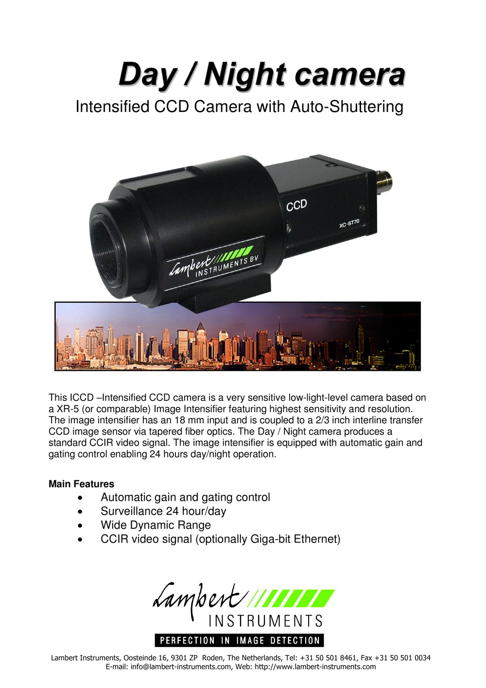Day / Night, ICCD -intensified CCD camera - Lambert Instruments