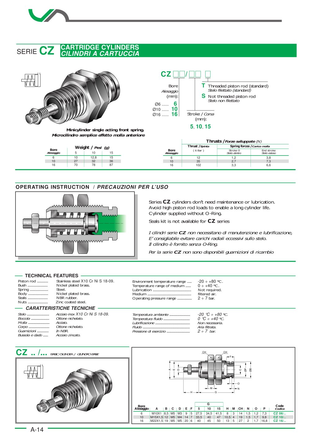 CZ Cartridge cylinders - VESTA