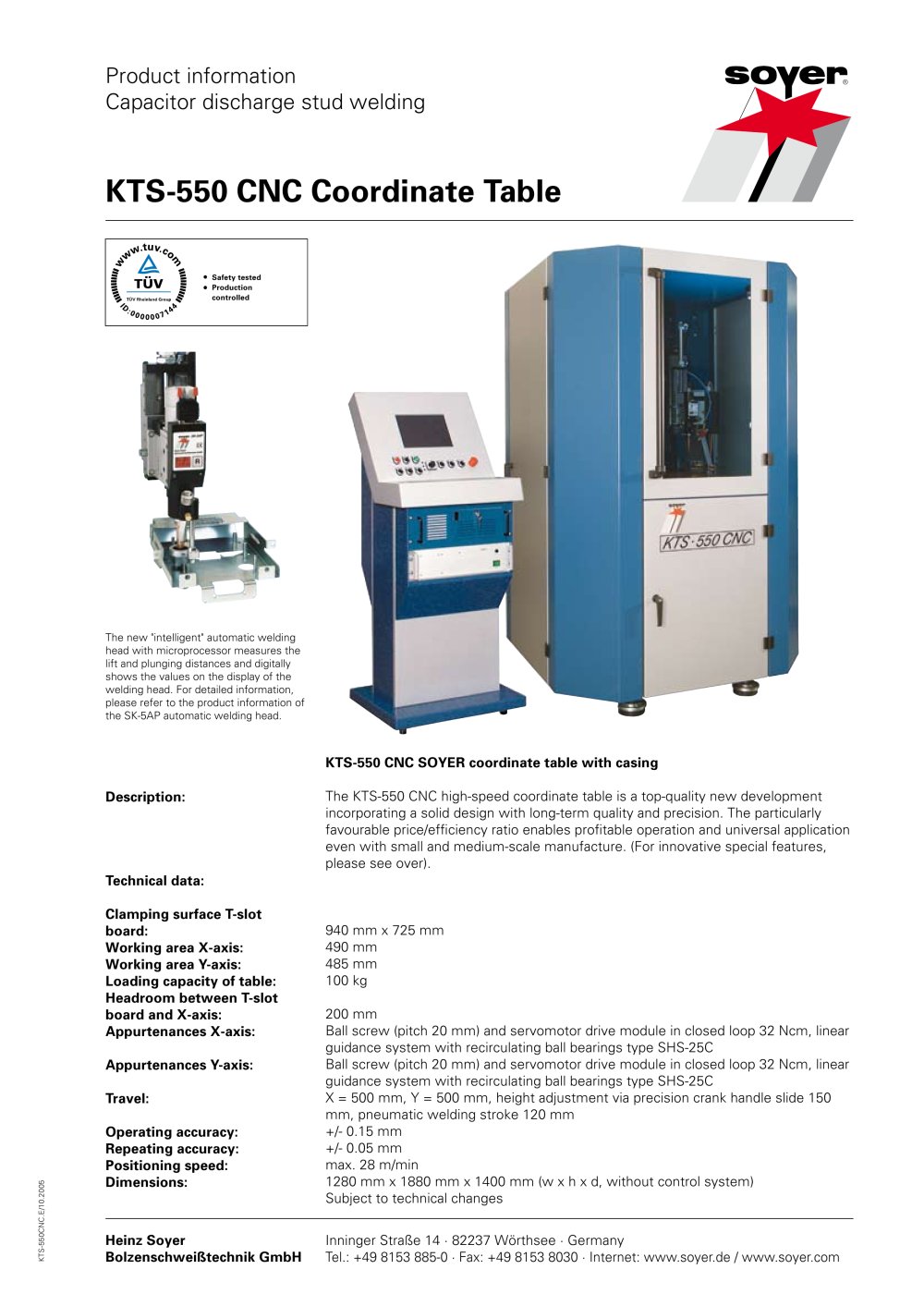 KTS-550 CNC Coordinate Table - Soyer
