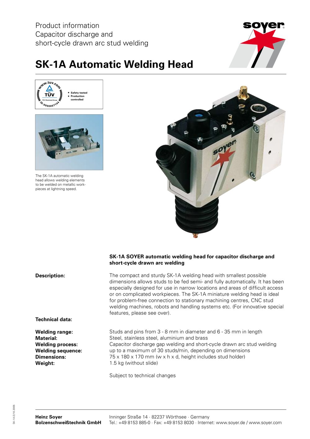 SK-1A Automatic Welding Head - Soyer